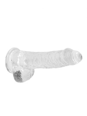 Real Rock Crystal Clear 6" Realistic Dildo With Balls Non Vibrating Sextoys Dong Transparent
