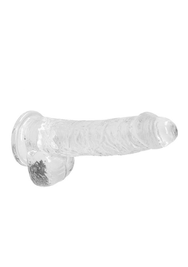 Real Rock Crystal Clear 6" Realistic Dildo With Balls Non Vibrating Sextoys Dong Transparent