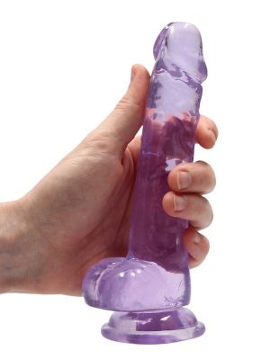 Real Rock Crystal Clear 7" Realistic Dildo With Balls Dong Adult Sextoys Non Vibrating Purple