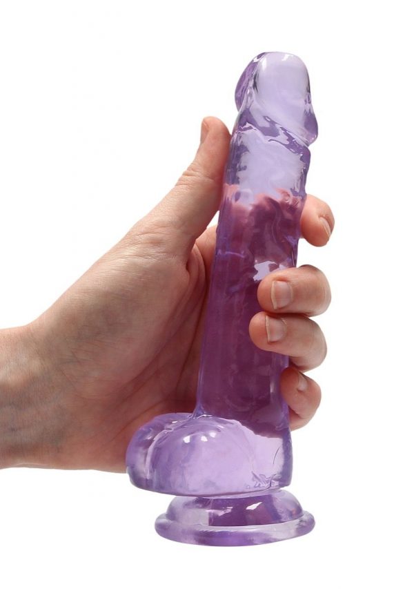 Real Rock Crystal Clear 7" Realistic Dildo With Balls Dong Adult Sextoys Non Vibrating Purple