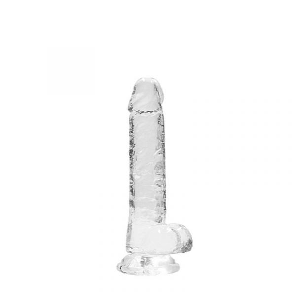 Real Rock Crystal Clear 7" Realistic Dildo With Balls Transparent Adult Sextoys Non Vibrating