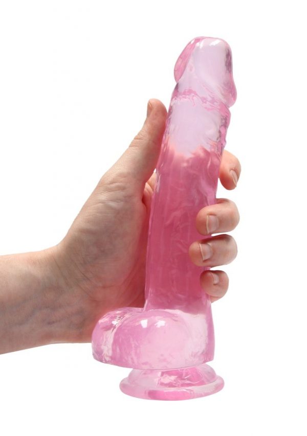 Real Rock Crystal Clear 8" Realistic Dildo With Balls Dong Sextoys Pink Non Vibrating
