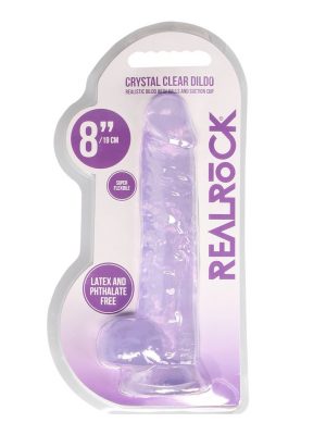 Real Rock Crystal Clear 8" Realistic Dildo With Balls Sextoy Adult Product (Purple)