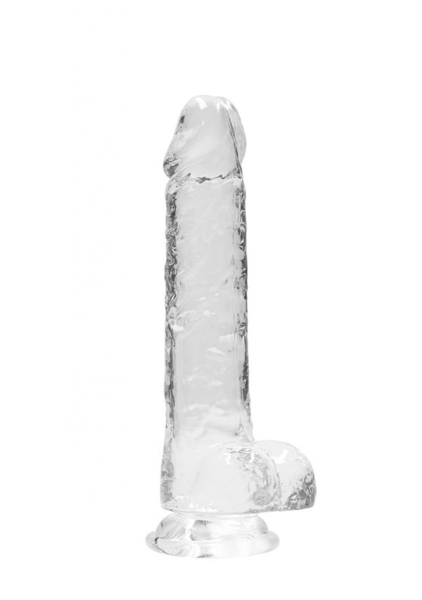 Real Rock Crystal Clear 8" Realistic Dildo With Balls Transparent Non Vibrating Sextoys