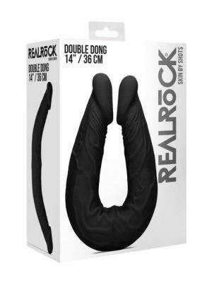 Real Rock Double Ended Dong 14" Silicone Dildo Sextoys Real Feel Black