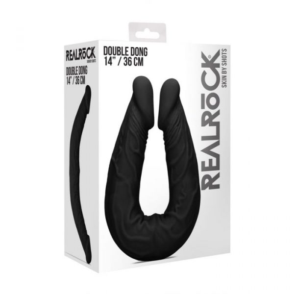 Real Rock Double Ended Dong 14" Silicone Dildo Sextoys Real Feel Black