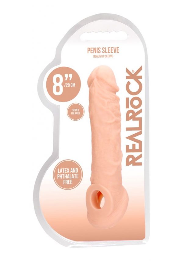 Real Rock Penis Sleeve 8" Dildo Sextoys Flesh