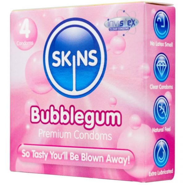Skins Condoms Bubblegum 4 Pack International 1