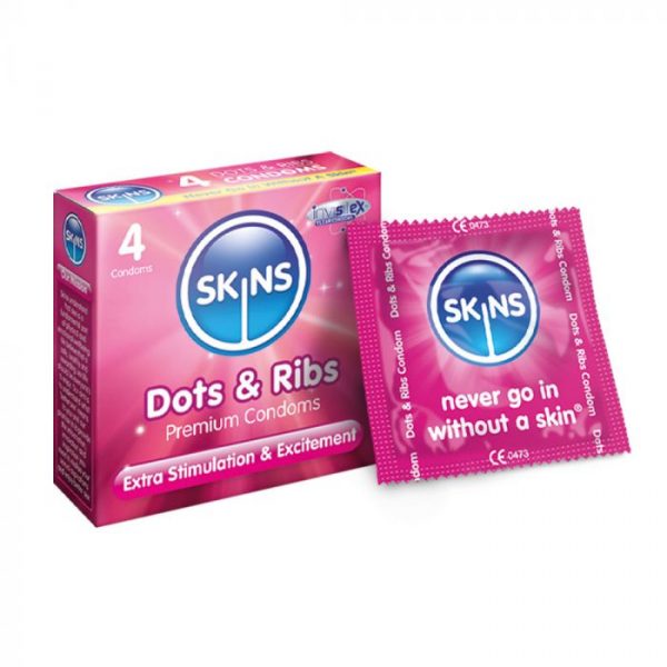 Skins Condoms Dots & Ribs 4 Pack International 1