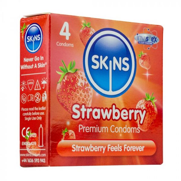 Skins Condoms Strawberry 4 Pack International 1