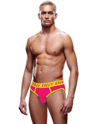 Envy Solid Low Rise Open Back Jock Pink Yellow