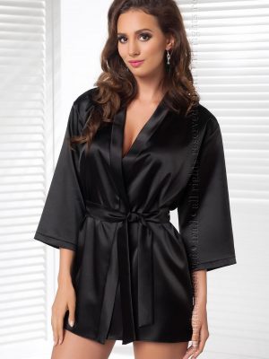 Irall Aria Short Satin Dressing Gown Black
