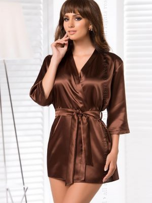 Irall Aria Short Satin Dressing Gown Chocolate
