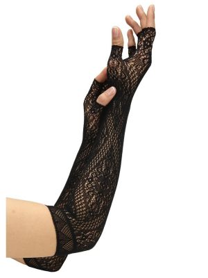 Baci Patterned Stretch Fingerless Opera Gloves OS