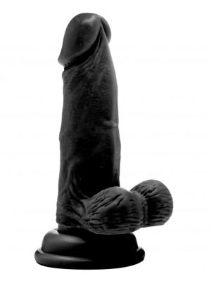 Real Rock Realistic Dildo & Balls 6 Inches Black