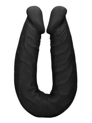 Real Rock Veined Double Dong 18 Inches Black