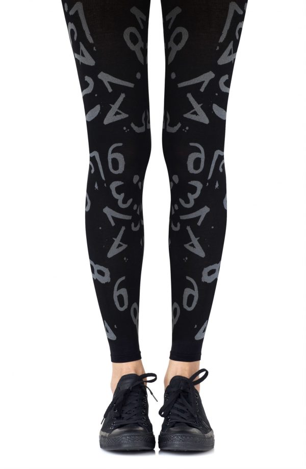 Zohara “Lucky Number” Light Grey Print Footless Tights