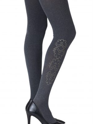 Zohara “Caught In The Metal” Heather Grey Print Tights