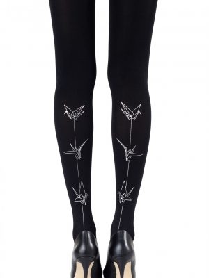 Zohara “Paper Planes” Silver Print Tights