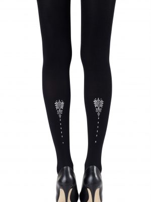 Zohara “Vine And Dash” Silver Print Tights