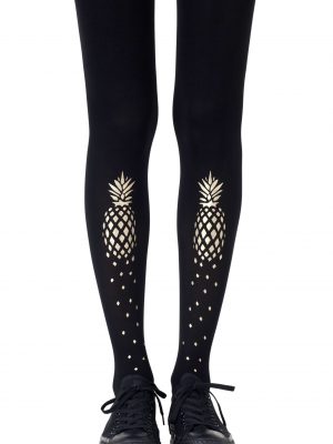 Zohara “If You Like Piña Coladas” Gold Print Tights