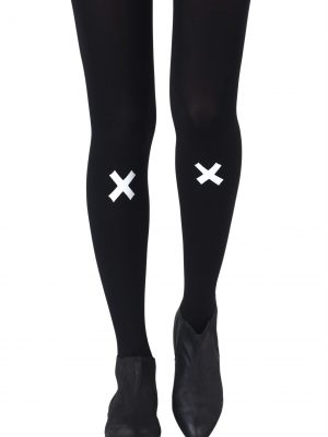 Zohara “Kiss And Tell” Light Grey Print Tights