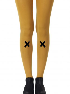 Zohara “Kiss and Tell” Mustard Print Tights
