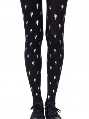 Zohara “Prickly Pear” Gold Print Tights