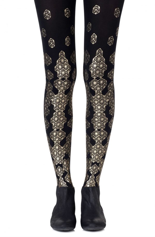 Zohara “Queen Bee” Gold Print Tights