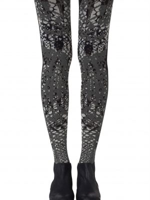 Zohara “Tip The Scale” Light Grey Print Tights