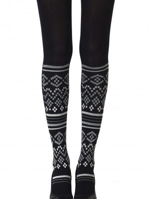 Zohara “Too Cool” Light Grey Print Tights