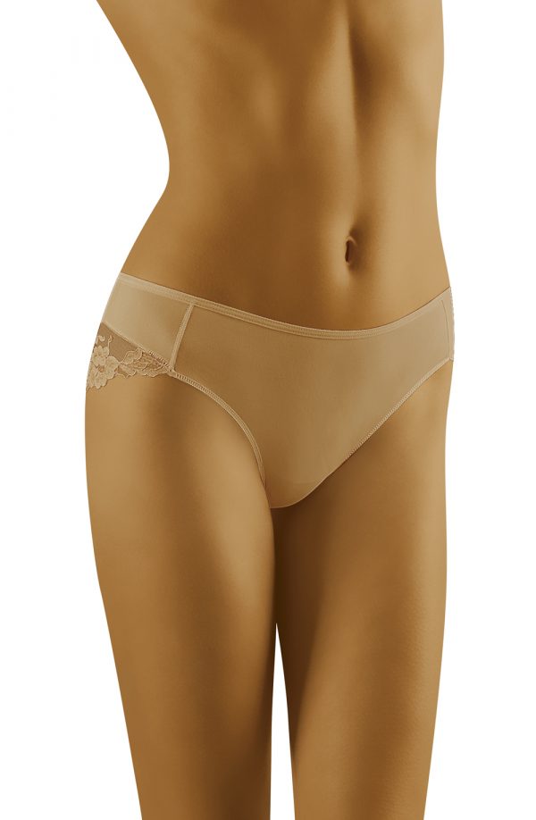 Wolbar Aria Sheer Mesh Lace Back Panty Brief Beige