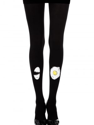 Zohara “Sunny Side Up” Black Print Tights